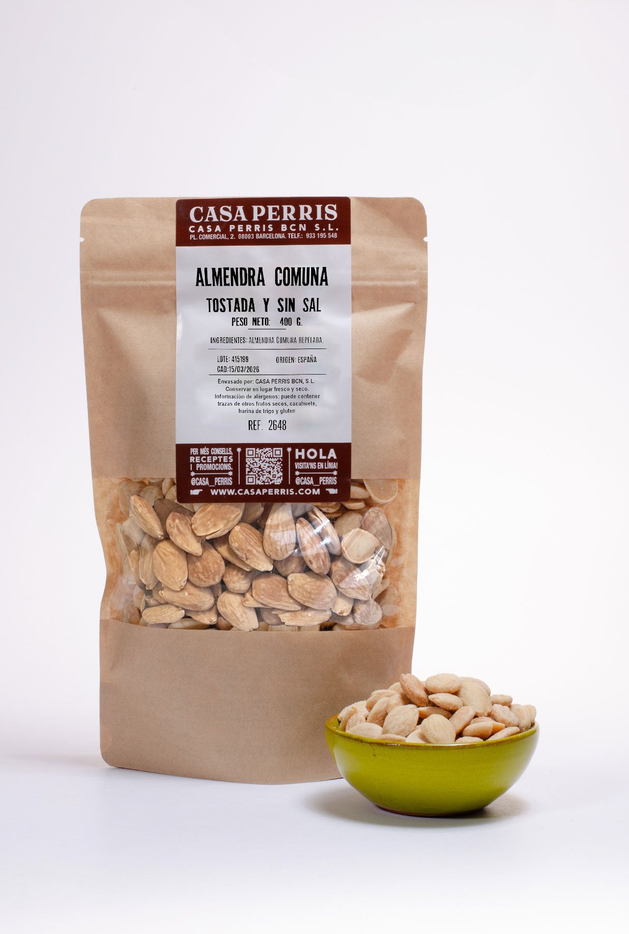 Almendra Comuna tostada sin sal 400g